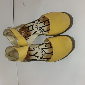 Fly London shoes Mustard Yellow Leather Wedge Shoes Size 40 About A 8.5 To 9.5us